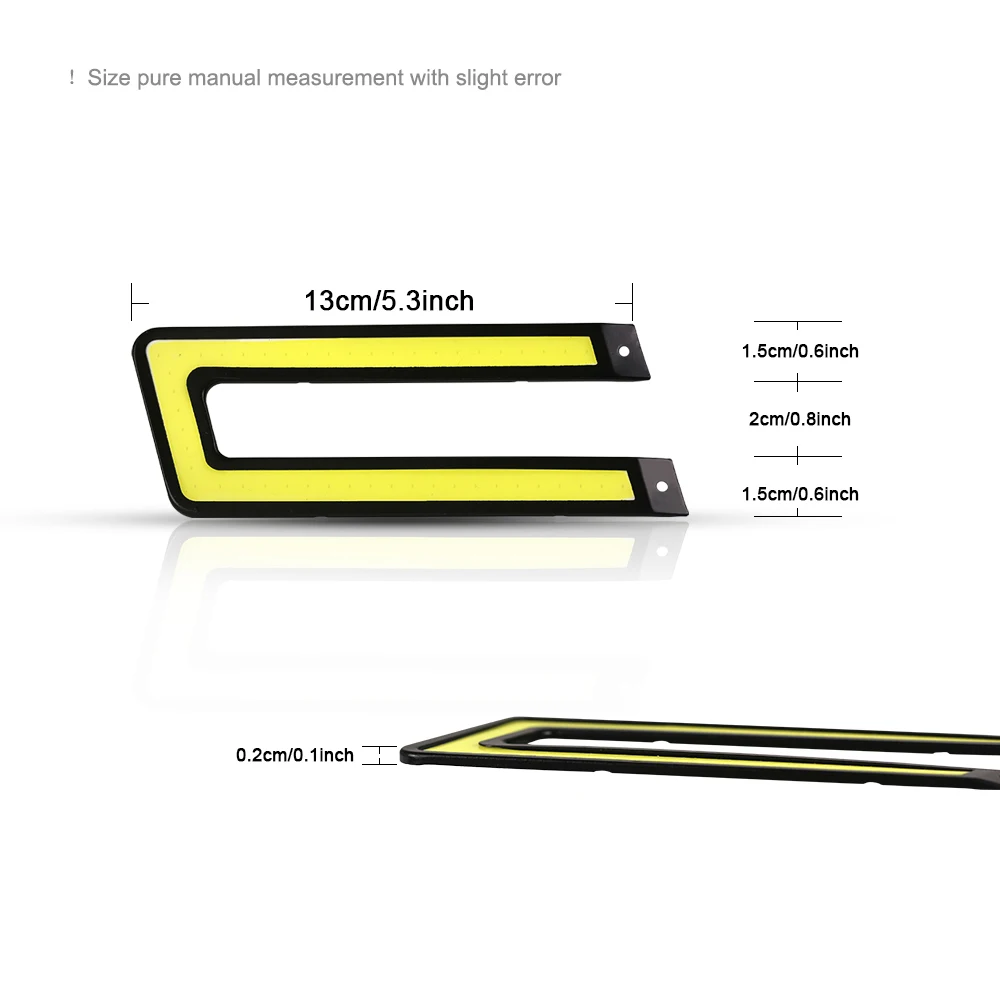 NLpearl 1pair U Shape Bright LED Car Light COB LED Daytime Running Light Auto Bright LED Running Light for Car Driving Fog Lamp