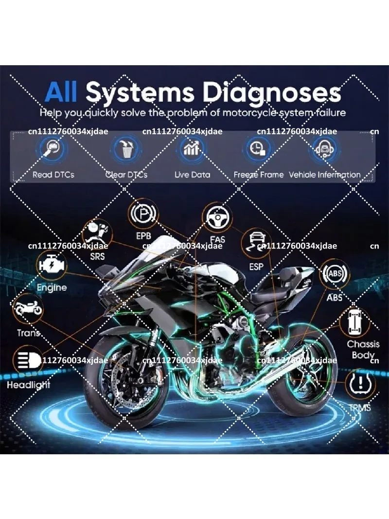Motorcycle Full System Diagnostic Tool, OBD2 Scanner for Bike Engine Fault Detection, Universal Maintenance Tester