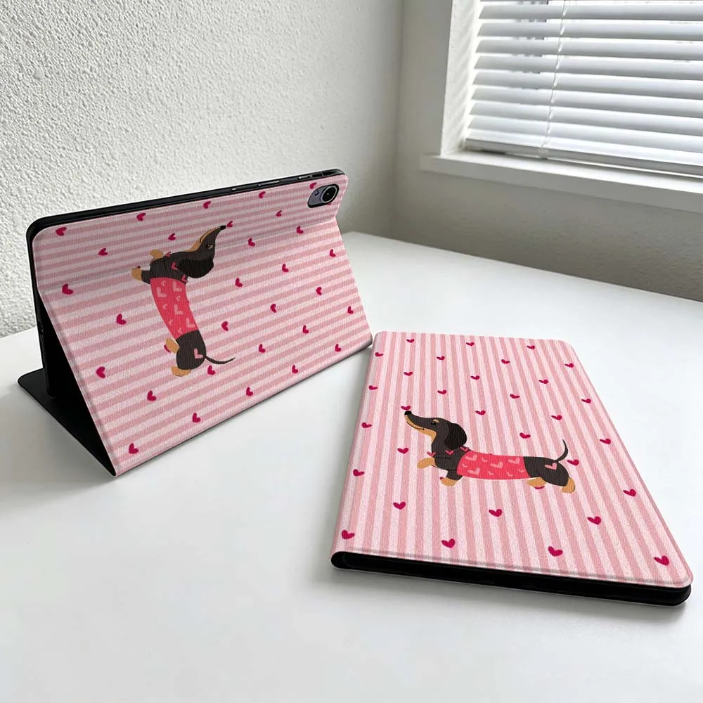 Cartoon Pink Heart Dachshund Cover For Huawei MatePad MediaPad MagicPad Honor Pad 10 9 8 X10 X9 X8 Pro Soft Inch Tablet Case