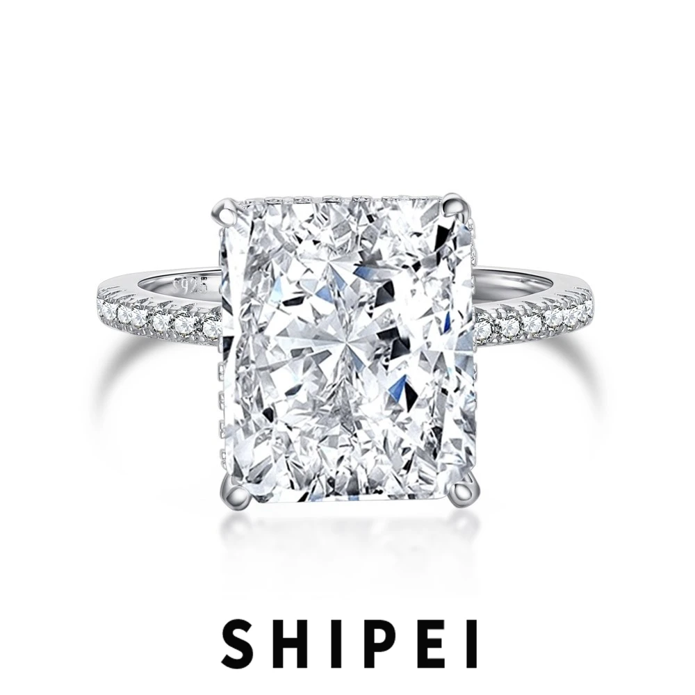 

SHIPEI 925 Sterling Silver 8CT Crushed Ice Cut White Sapphire Gemstone Wedding Fine Jewelry Engagement Ring For Women Wholesale