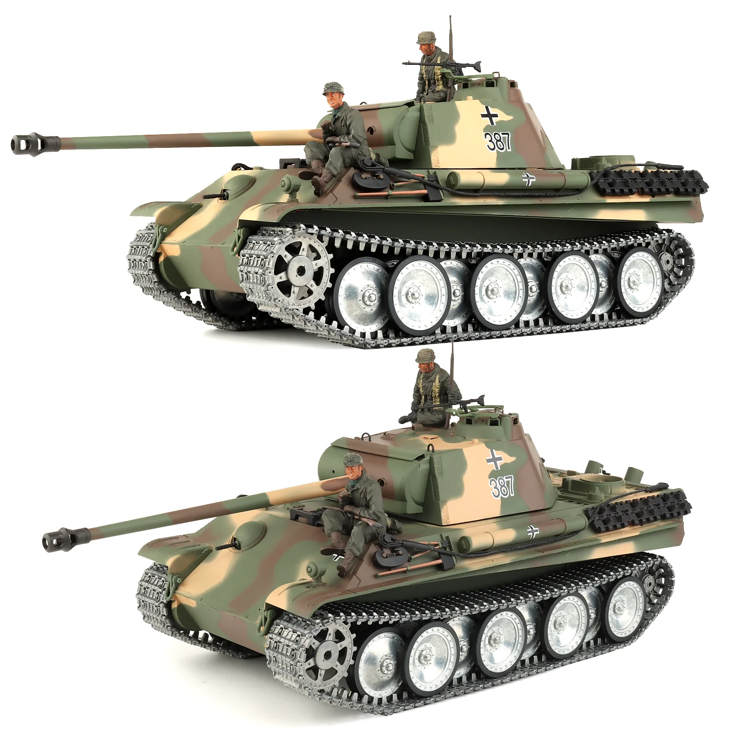 Heng Long rc tanks 1/16 Duitse Panther Type G tankmodel (metalen wegwiel & spoor- en pistoolkanaal) (360 graden roterende torentje)