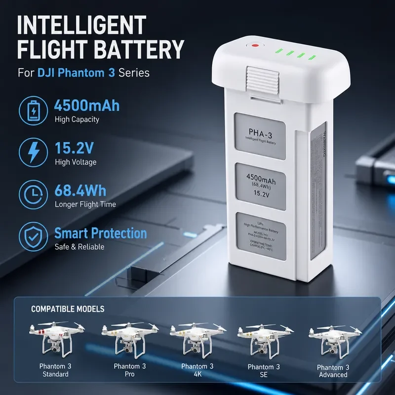 Replacement Battery for DJI Phantom 3 Series Drone 4500mAh High Capacity LiPo Battery Pack Accessory