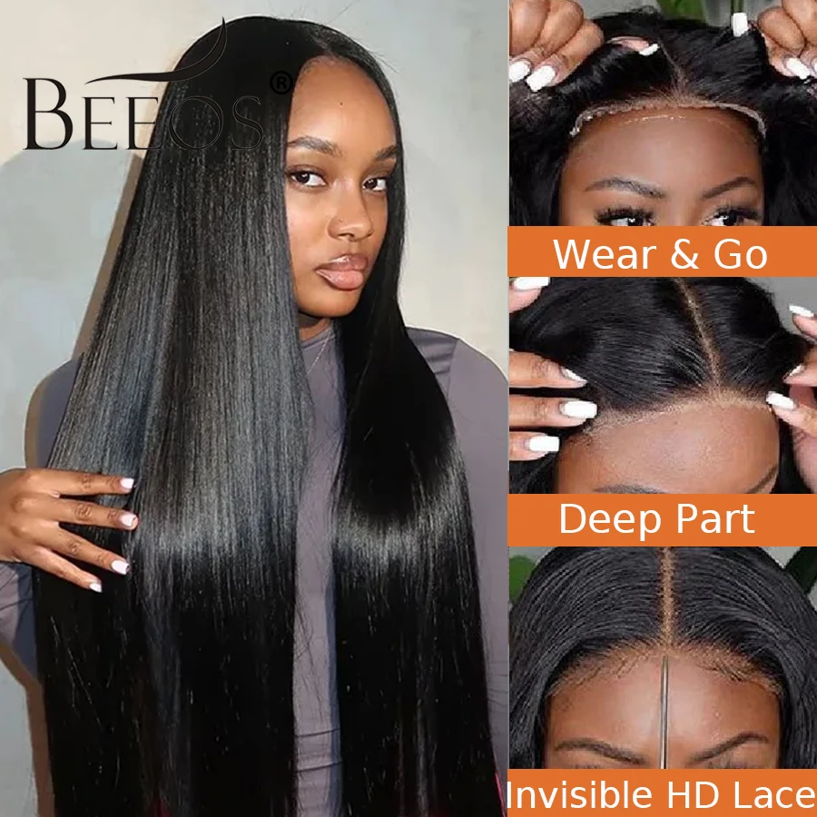 32 34 inch Gluless 5x5 Real HD Lace Closure Wigs Human Hair Silky Straight HD Lace Wigs Deep Part Brazilian Remy Hair For Women