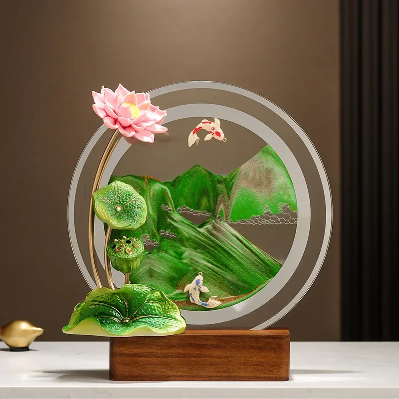 

Lotus quicksand painting ornaments, living room, study, office decorations