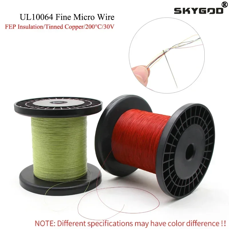 10~100M UL10064 FEP Wire 40/36/34/32/30/28/26AWG PTFE Plastic Ultra Fine Micro Litz Wires Solder High Conductivity Copper Cable