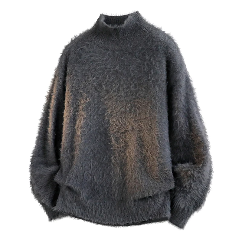 Chunky Sweater Mens Fuzzy Sherpa Sweatshirt Fluffy Crew Neck Pullover Plush Fluffy Sweater Mens Sweaters Long Sleeve