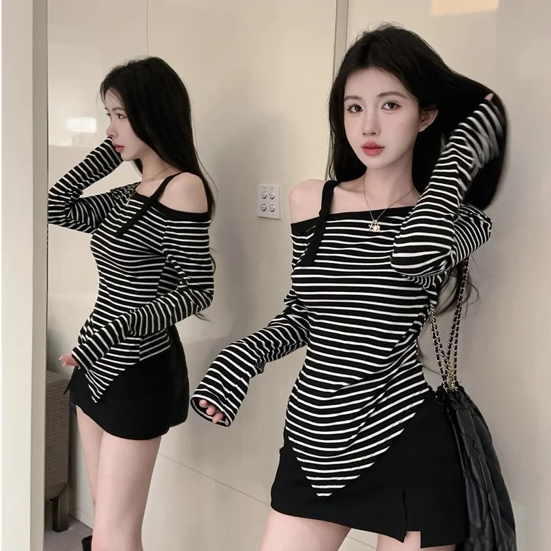 

Long Sleeved T Shirt Cotton Woman Womens Autumn Asymmetric Hem O Collar Minimalist Fashion For Office Lady Durable Practicality