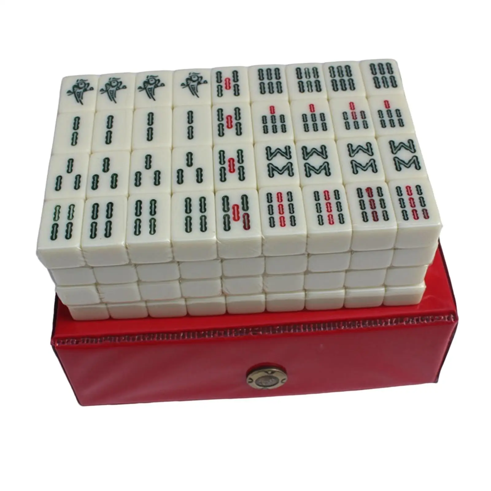 Portable Mini Mahjong 144 Tiles Melamine Mahjong Game Set Board Game Set with Case for Family and Friends