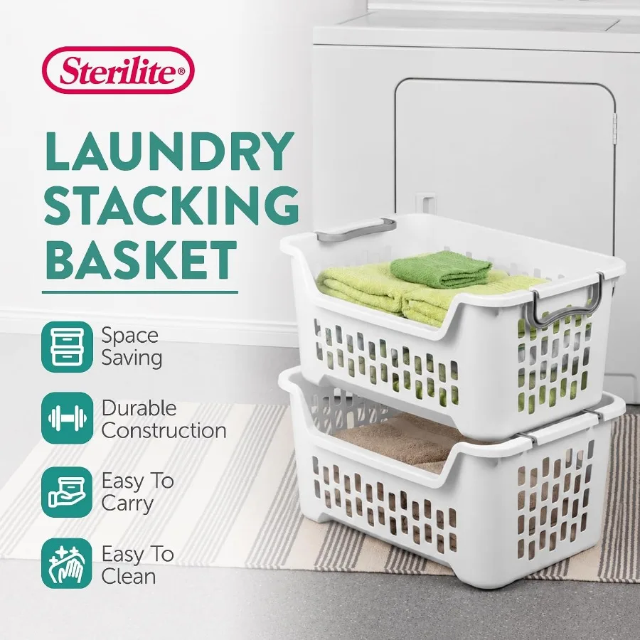 Stacking Laundry Basket, Plastic Clothes Hamper