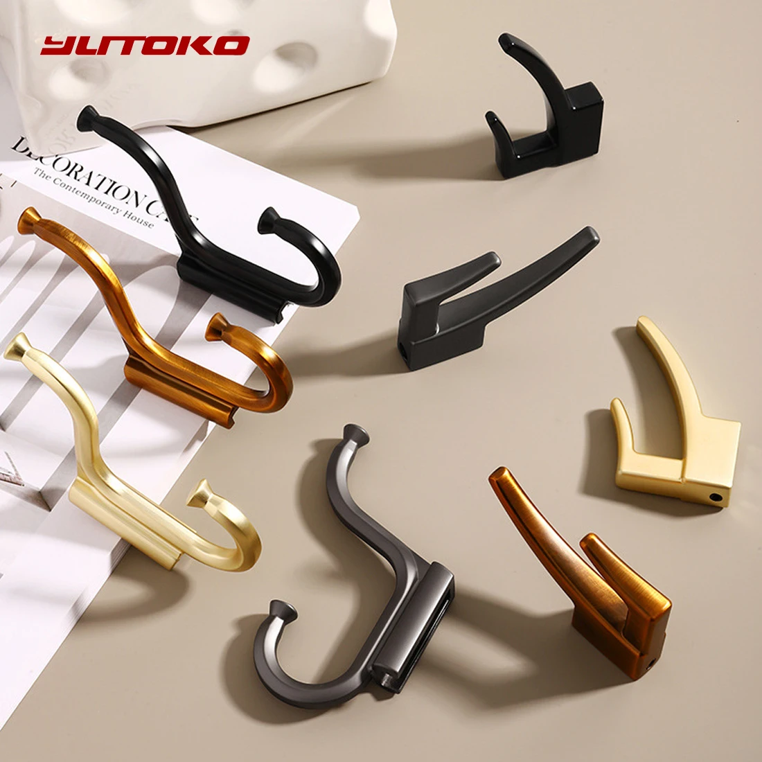 YUTOKO Zinc Alloy Door Rear Clothes Hooks Coat Hook New Bathroom Organization Wall Hook Gold Bathoom Hanger Accessories