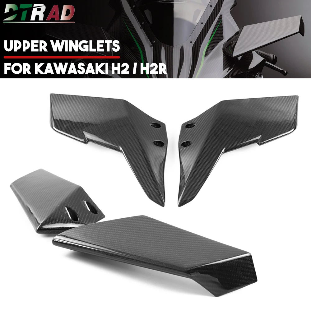 

NEW For KAWASAKI NINJA H2 H2R 2015-2023 100% Carbon Fiber Second Generation Winglets Upper Fairing Kit Motorcycle Accessories