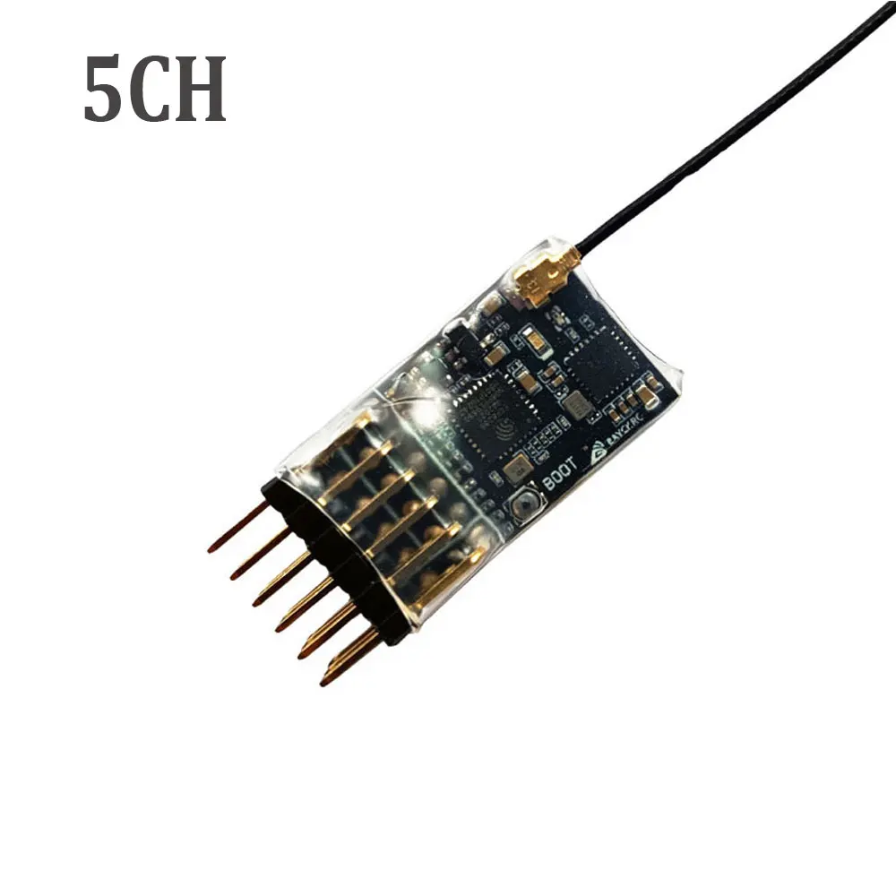 ELRS 2.4G 5CH PWM ExpressLRS Receiver with 2.0dBi 2.4G Copper Pipe Antenna Support ELRS 3.0 PWM/CRSF Protocol for RC FPV Drone