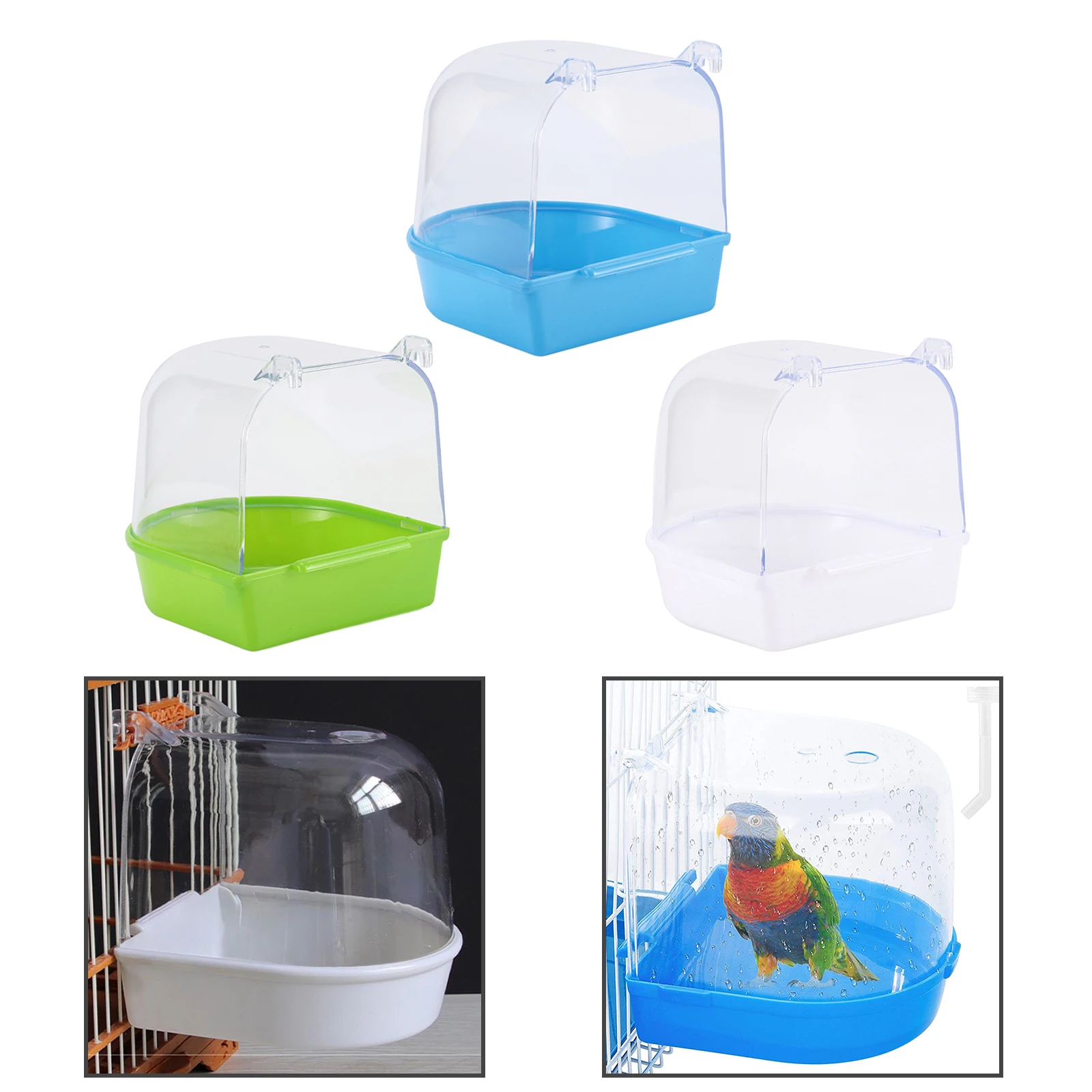 Parrot Hanging Bathtub Budgie Easy to Install Canary Cage Accessories Pet Bird Bath Box Parrot Water Shower Bowl Small Bird Cage