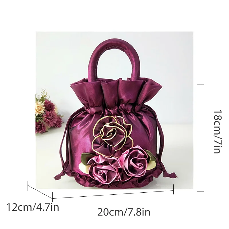 Rilibegan Lady Mobile Phone Bag Coin Purse Dinner Bag Lady Handbag Makeup Bag Flower Bucket Bag Chinese Style Small Bag