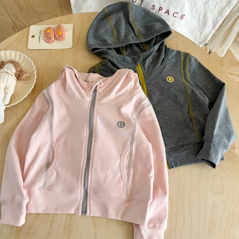 

01-Children's Jacket2025Autumn Winter New Korean Style Seamless Hooded Zipper Outdoor Mountain Style Girls' Short Jacket