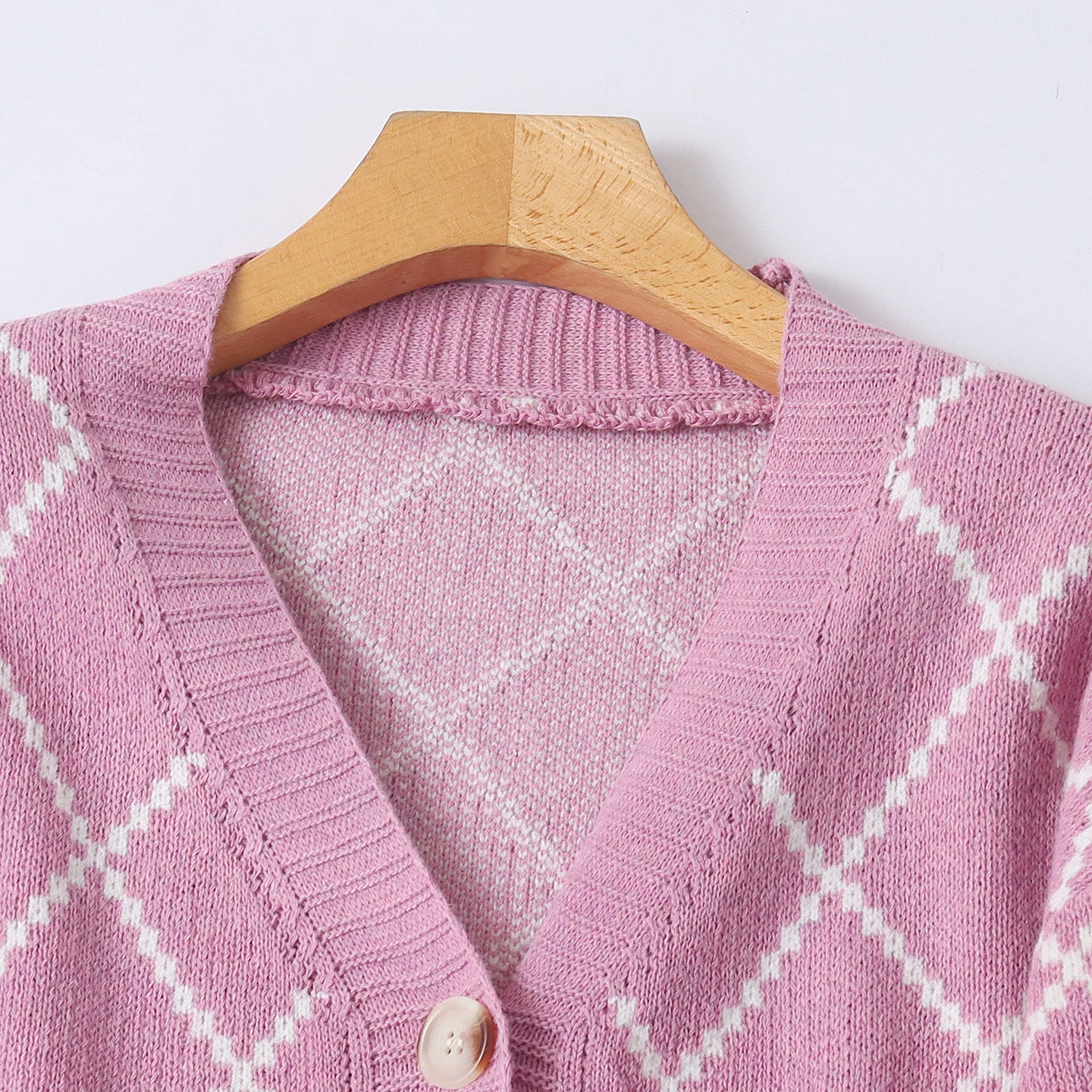 Faionable V-Ne Long Sve سترة مشغولة من الصوف المرأة ربيع الخريف جديد Sle المطرزة الماس نمط زر واحد Ele... #2