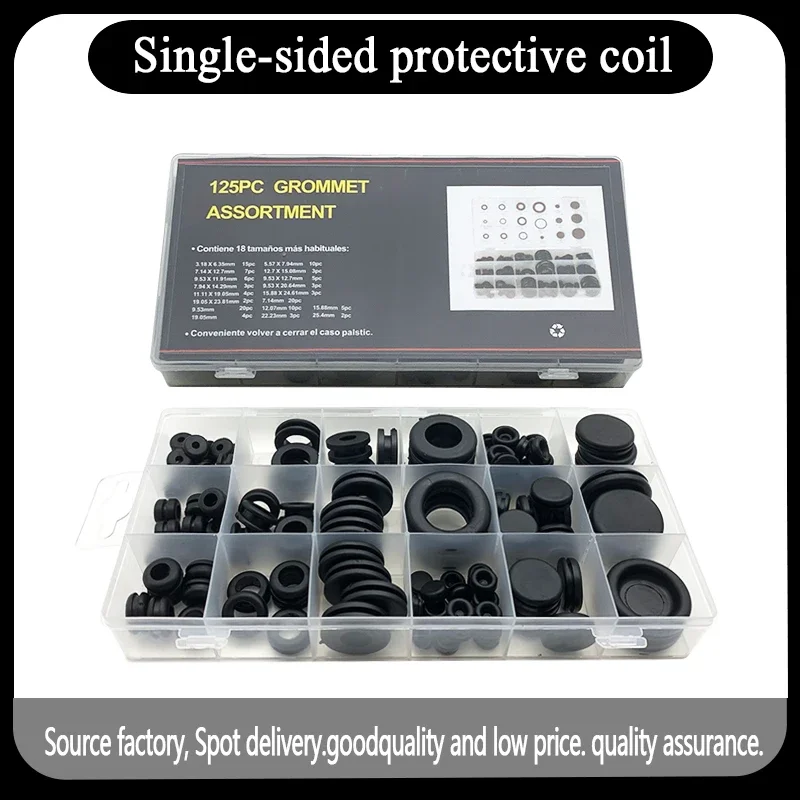 Waterproof NBR Rubber Grommet Kit 125Pcs 18 Sizes Cable Hole Protector Seal Ring For Control Box Machinery Wiring Harness