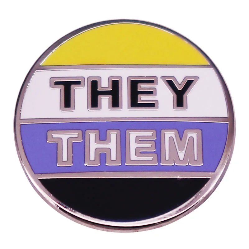 Non Binary Genderqueer Pride Lapel Pin They/Them Pronouns Brooch Queer Gay LGBTQ Emamel Pin Accessory