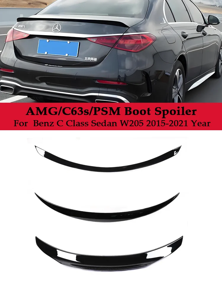 

For Mercedes Benz C Class Sedan W205 2015-2021 Boot Carbon Fiber Trunk Spoiler Gloss Black C63s AMG PSM Style Wing Accessories