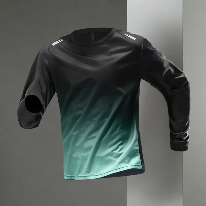 Langärmliges Herren-T-Shirt, Sportoberteil für den Frühling, neuer Stil für Laufen, Fitnesstraining, Outdoor-Wanderkleidung für Frühling und – Detail 2