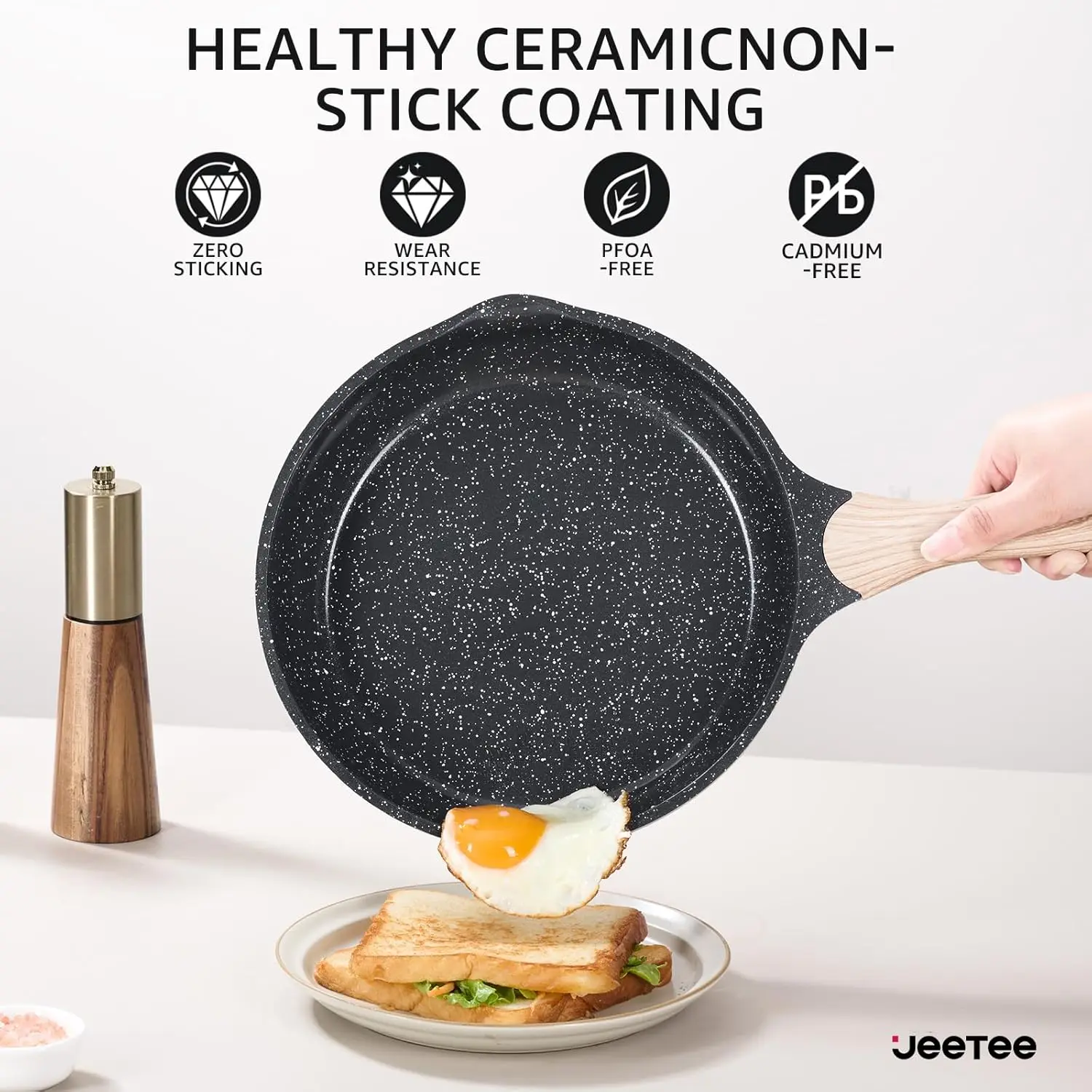 Conjunto de panelas de cerâmica 24 peças, panelas e frigideiras cinza antiaderentes, conjuntos de panelas de indução não tóxicas saudáveis de cozinha com panelas, Sau