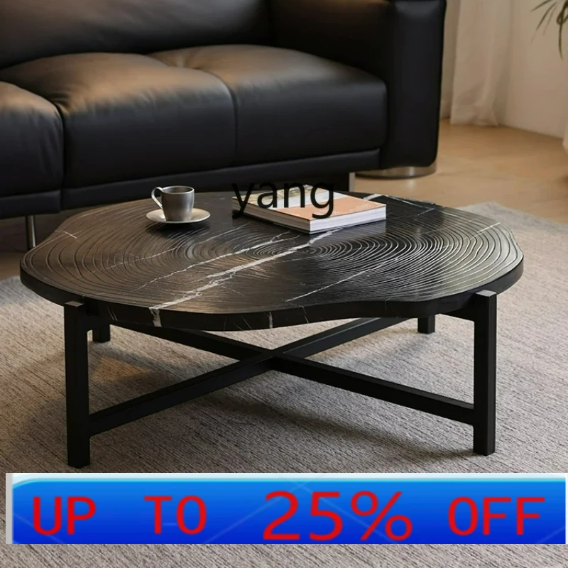 

LTT natural marble annual ring coffee table simple round expression with the same combination