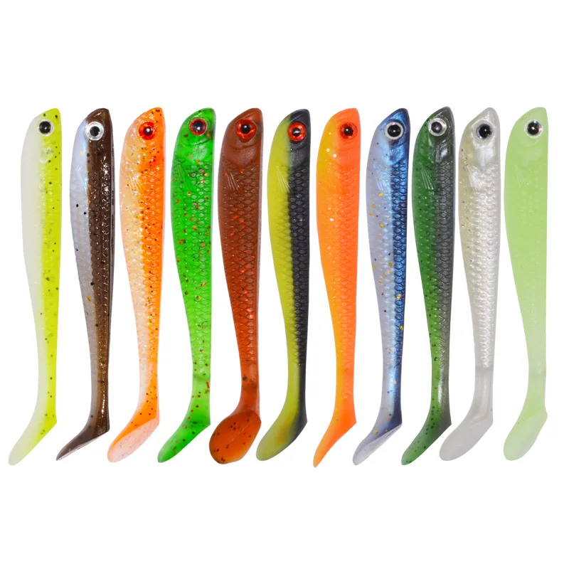 fishing soft bait 75mm 2.8g T tail fish fishing lures Rainbow color Sequin swing winter Ice fishing spinner bait