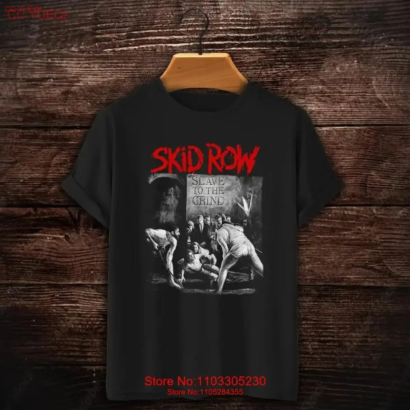Camiseta Vintage de Diseñador con Efecto Lavado 'Slave to the Grind' de Skid Row, con Erik Grönwall, Rob Hammersmith y Scotti Hill