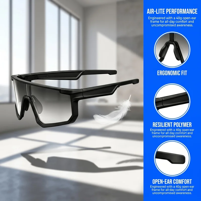 Multi‑Purpose Smart Protective Glasses, AI Real‑Time Translation Support 160 Languages, Photochromic Lens, Built‑in Microphone & Speaker for Music Playback, Fit for Sports Work Daily Use