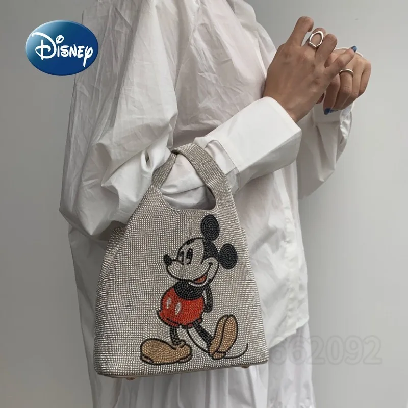 Imagem -03 - Disney Mickey Bolsa s Nova Bolsa Feminina de Luxo Marca Moda Feminina Bolsa Diamante-incrustado de Alta Qualidade Grande-capacidade Balde Bolsa