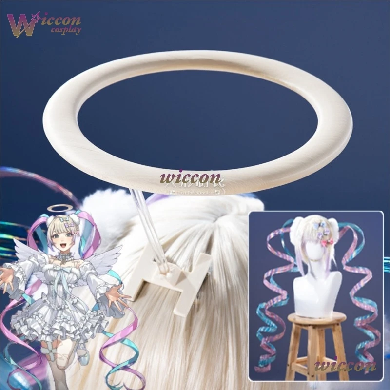 Ame Angle Cosplay Anime NEEDY GIRL OVERDOSE KAngel Cosplay Wig Rain Halo Streamer Overload Women Laser Ribbon Ponytail view 2