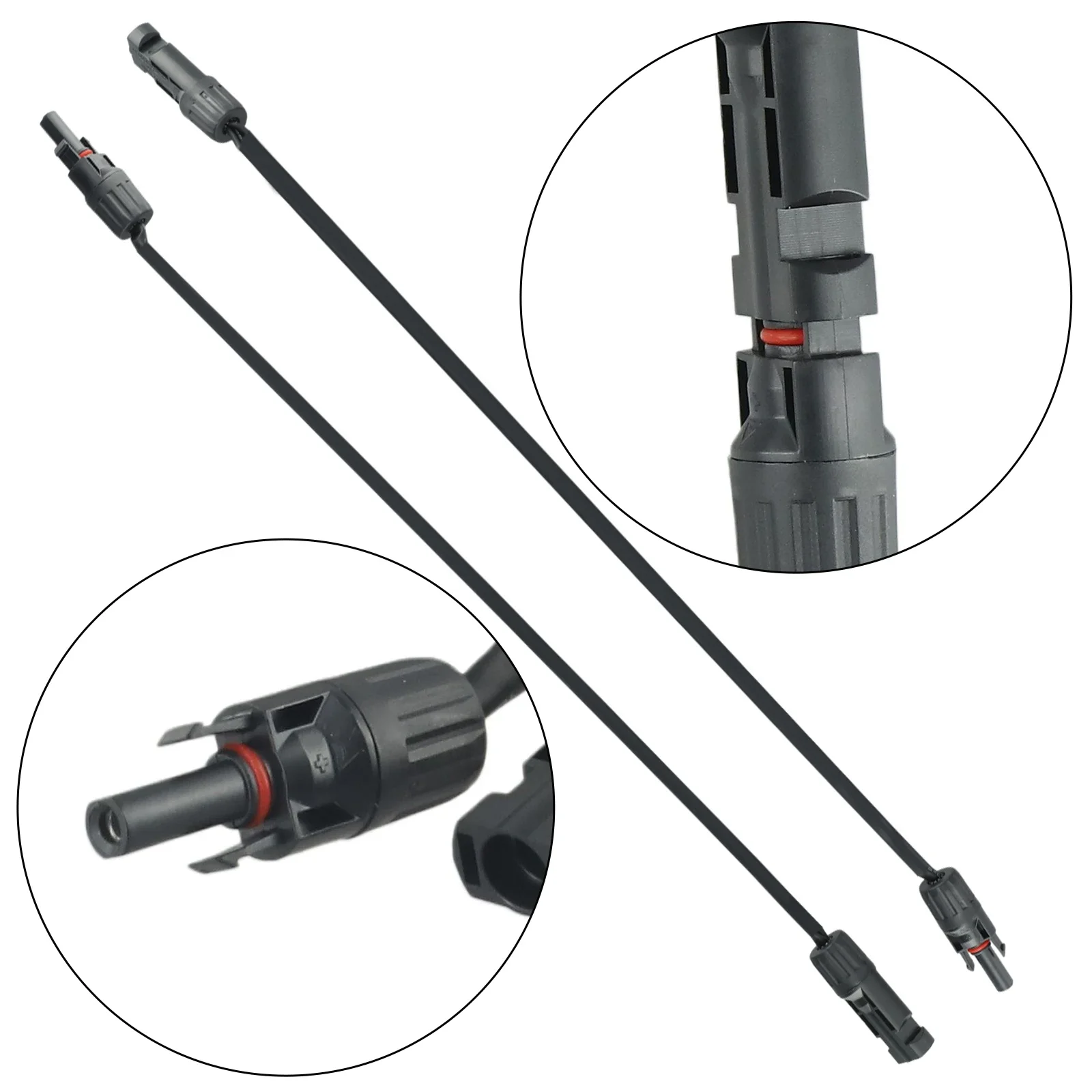 1Pair PV Solar Cable Feedthrough 50cm Cable Copper Flat Connect Cable Balcony Photovoltaic Extension Cable Flat Extension Cable