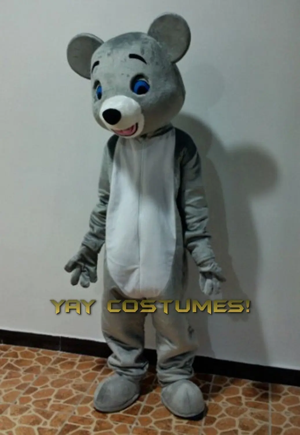 Disfraz de Mascota de ratón gris para adultos, traje de cuerpo completo, accesorios de Halloween y Navidad, novedad