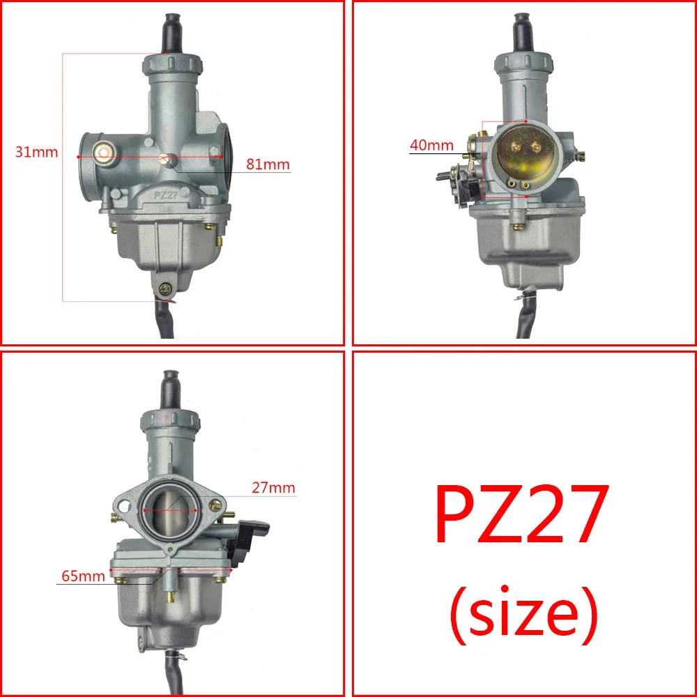 High Quality Motorcycle Carburetor PZ27  Choke 125 150 200 250 300cc ATV Quad Go Kart Without Cable Handle