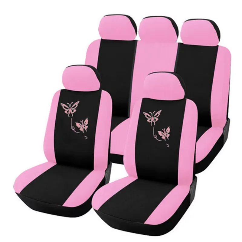 9pcs/set Embroidery Butterfly Car Seat Cover Elastic All-inclusive Women's Car Cushion Covers Universal Interior Accessories