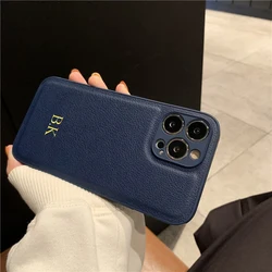 Personalized Customized Name Initials Case For iPhone 13 14 15 16 17 Pro Max 12 11 13 Pro Plus 17 Air Luxury PU Leather Cover 17