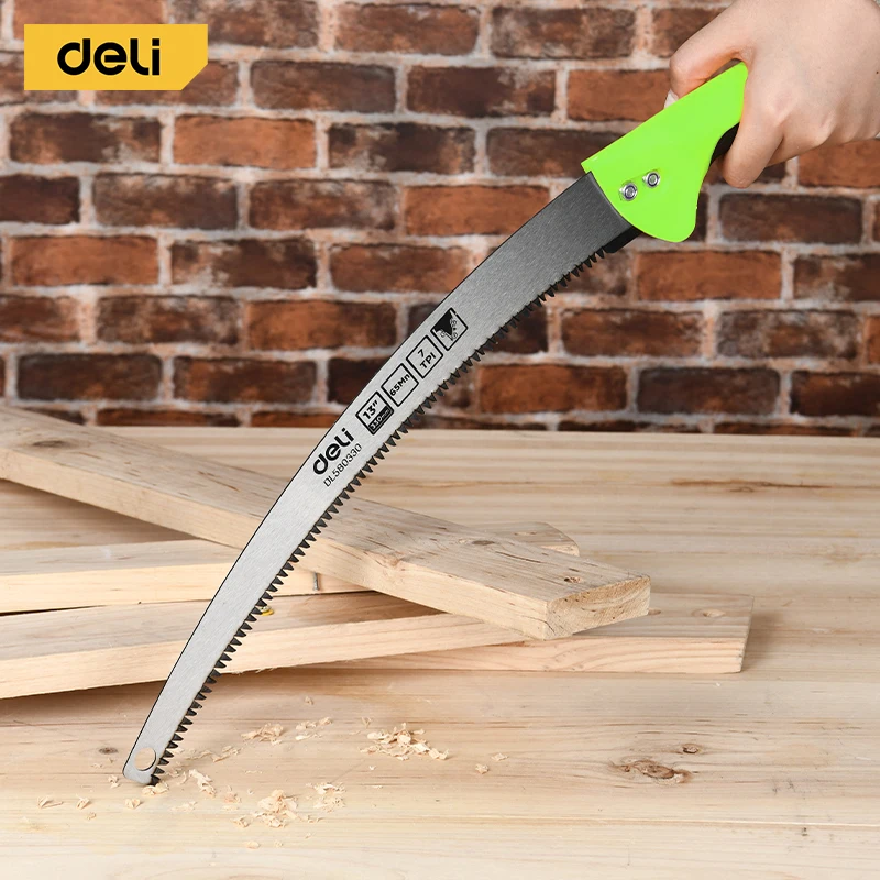 Deli 13in 330mm Curved Hand Saw Green,Sharp and Durable Blade for Efficient Pruning, Gardening, and Landscaping Tasks