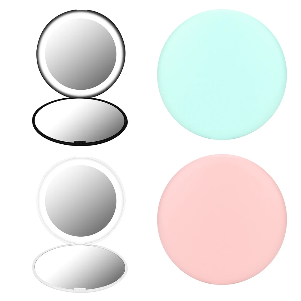 12 LED's spiegel Opvouwbare spiegel Draagbare spiegel Draagbaar Opvouwbaar 10x vergroting Mini 12 LED's Make-upspiegel Cosmetisch hulpmiddel