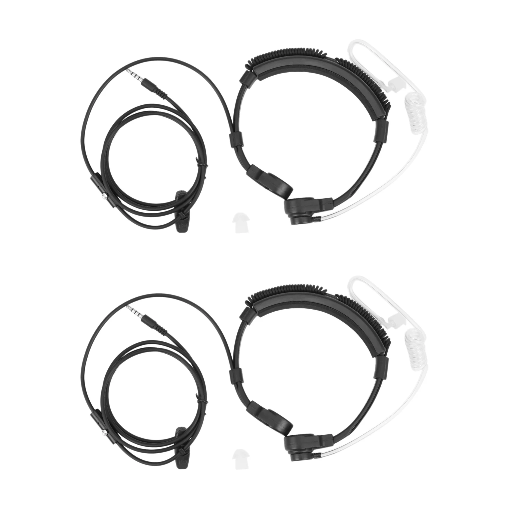 ABDE-2Pcs 3.5Mm Plug Tactical-Throat Microphone Earphone Covert Adjustable Covert Air Tube Headset With Throat Mic