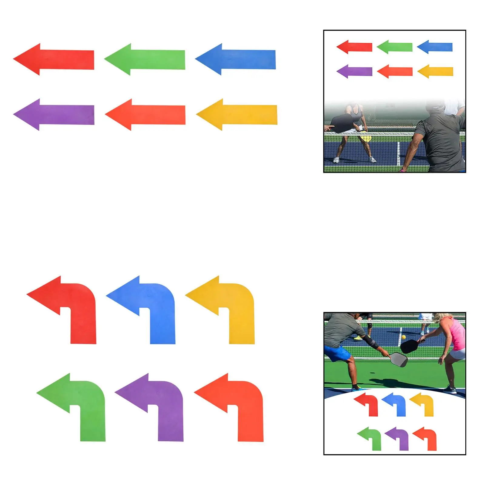 6x Arrow Directional Arrow Stickers Badminton Training Equipment Marking Lines