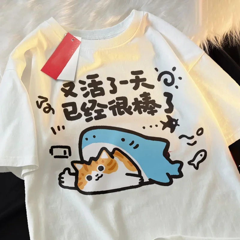 

Women's Cute Cartoon Style Cartoon Print Loose and Comfortable Short-sleeved T-shirt Casual Wear Summer Round Neck Top