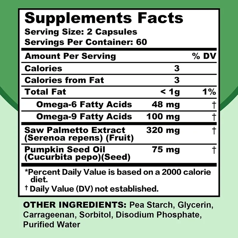 Saw Palmetto - with Pumpkin Seed Oil, Reduce Urinary Frequency and Hair Loss, Help Promote Prostate Health, Regulate Hormonal
