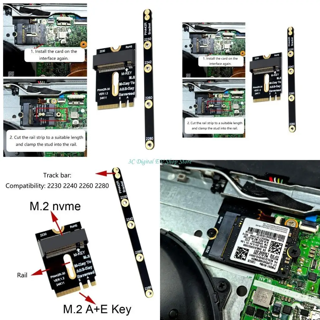 E74D M.2 A+E to NVME Adapter with Bracket M.2 WIFI Interfaces A+E to M