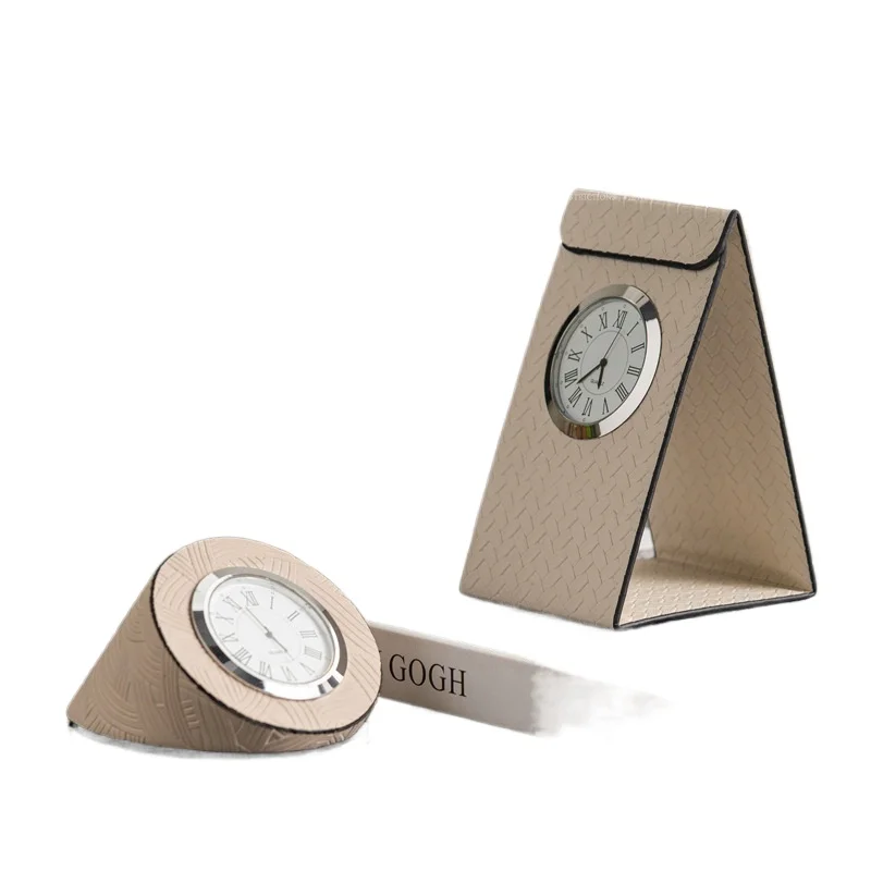 

Light luxury metal art leather clock table, watch model room, high-end ornament