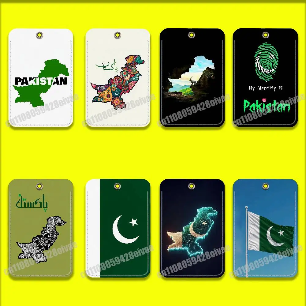 

Pakistan Passport Map Flag Card Holder Case For ID Clips Credit Bank Access Water Sleeves Pocket PU Leather Keychain