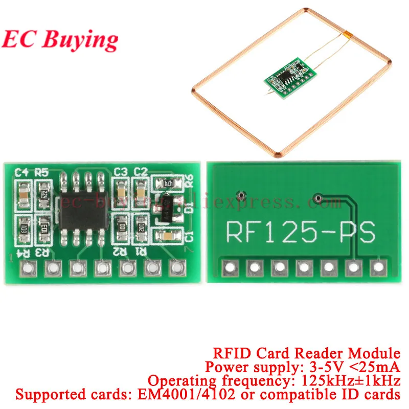 2Pcs/1pc UART 125Khz EM4100 RFID Card RFID Reader Module For Arduino Fingerprint ID Card Parking Lot Access Control Card Reader