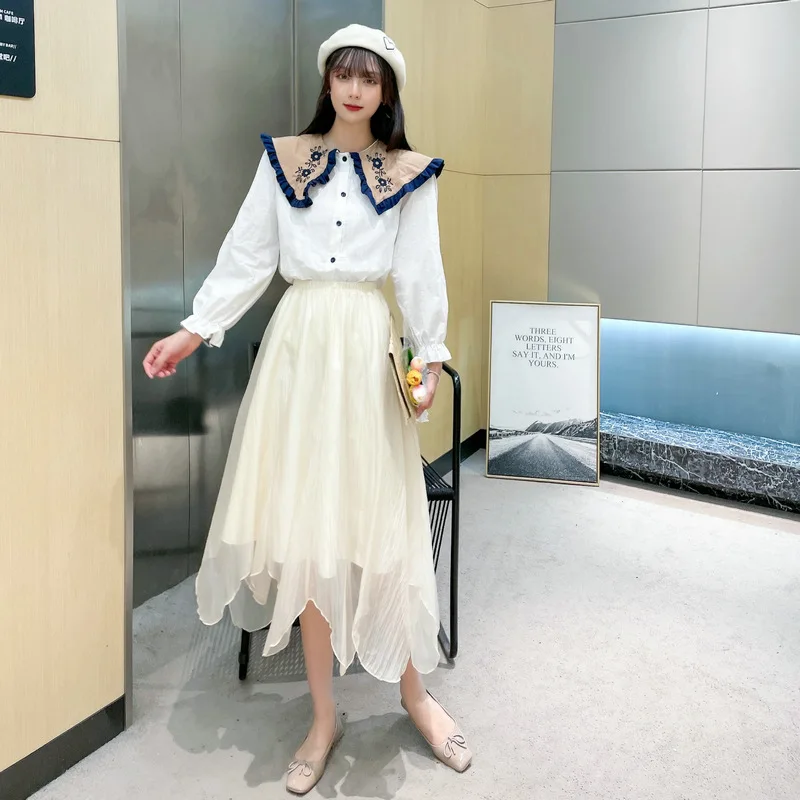 2022 New Irregular Tulle Skirt Women Spring Summer Fashion Sweet High Waist A-line Skirt Lady Elegant Party Skirt Femme