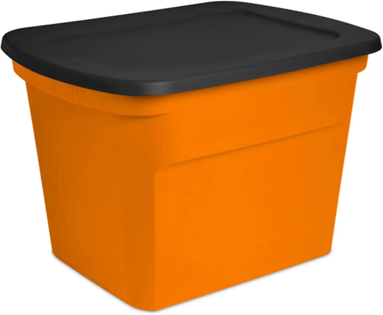 18 Gal Storage Tote,  Plastic Container to Organize Halloween Decorations in Closet, Orange Base and Lid, 8-Pack