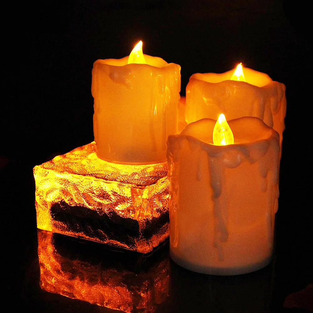 

3Pcs Electronic Candles Romantic LED Lights Beige No Scene Decoration Stylish Decorative Shape Flickering
