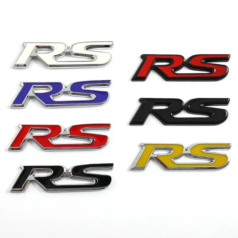 3D Metal RS Letters Rear Fender Trunk Badge Sticker For Honda RS FIT Jazz Civic HRV Jade Front Grille Emblem Car Acceessories